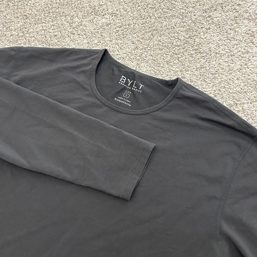 BYLT Premium Basics Lux Long Sleeve‎ Shirt Large Charcoal Grey Drop Cut
